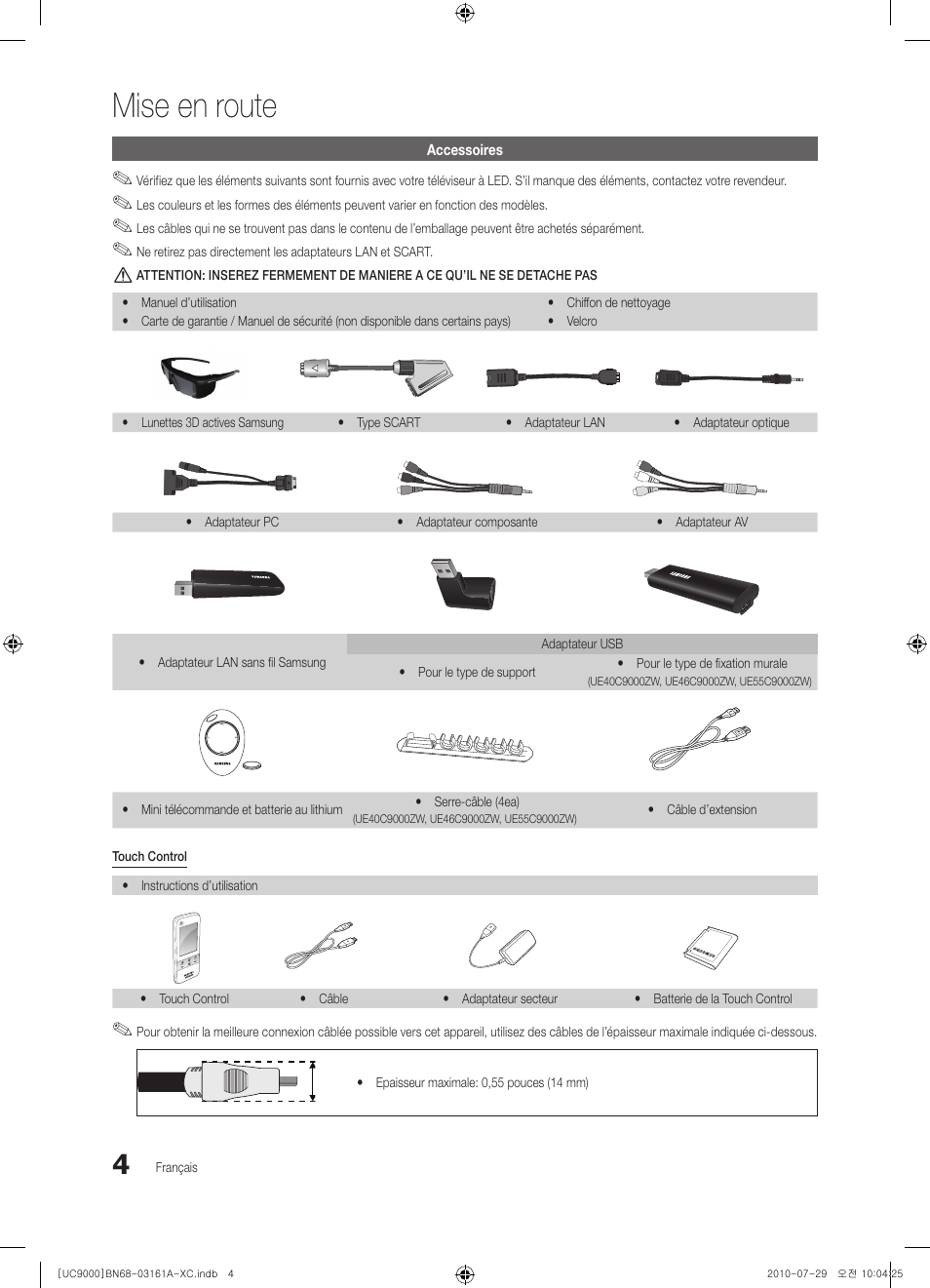 Mise en route | Samsung UE46C9000ZW User Manual | Page 68 / 386