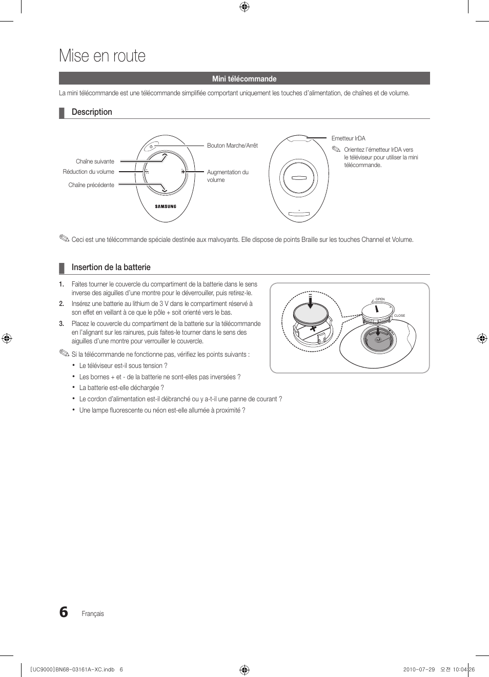 Mise en route | Samsung UE46C9000ZW User Manual | Page 70 / 386