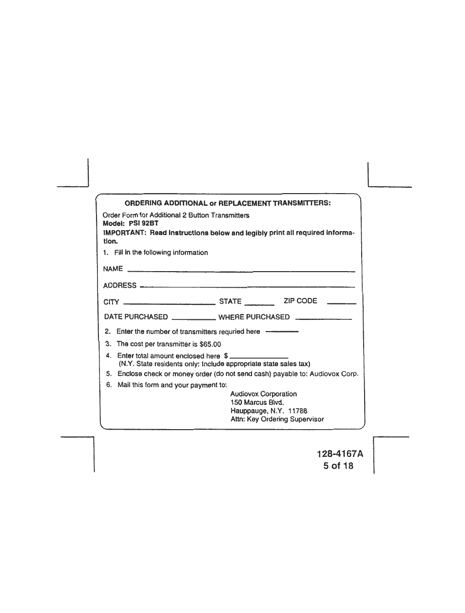 Audiovox PRO92BTINT User Manual | Page 5 / 6