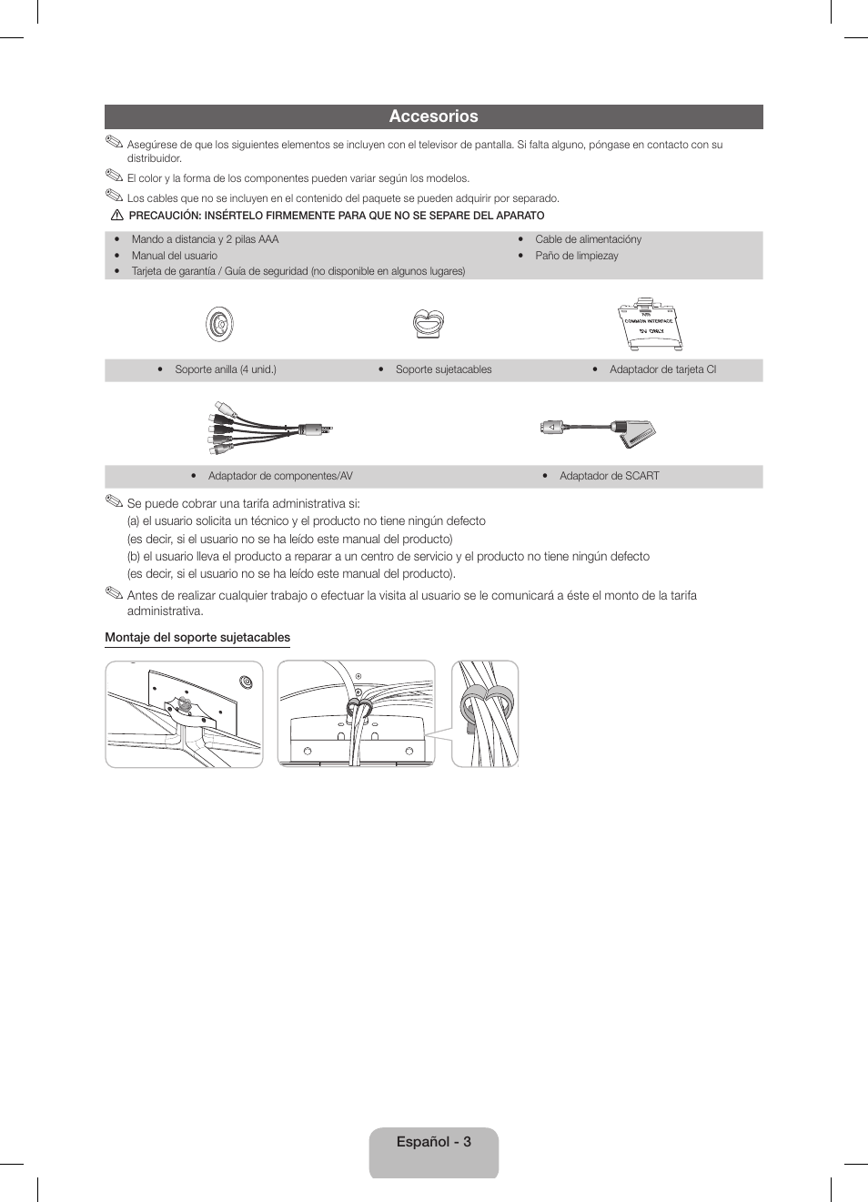 Accesorios | Samsung UE40D5800VW User Manual | Page 39 / 73