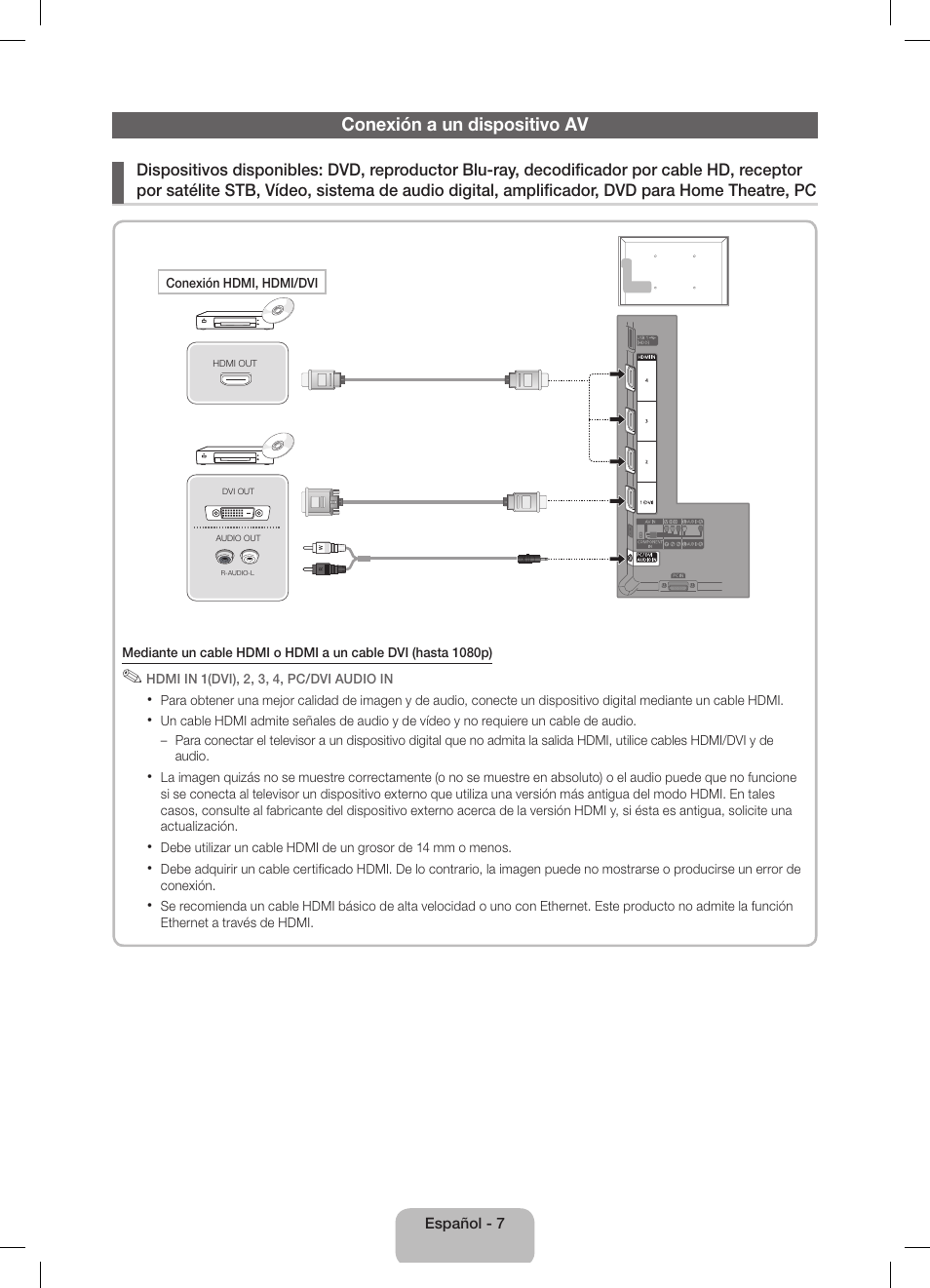 Conexión a un dispositivo av | Samsung UE40D5800VW User Manual | Page 43 / 73