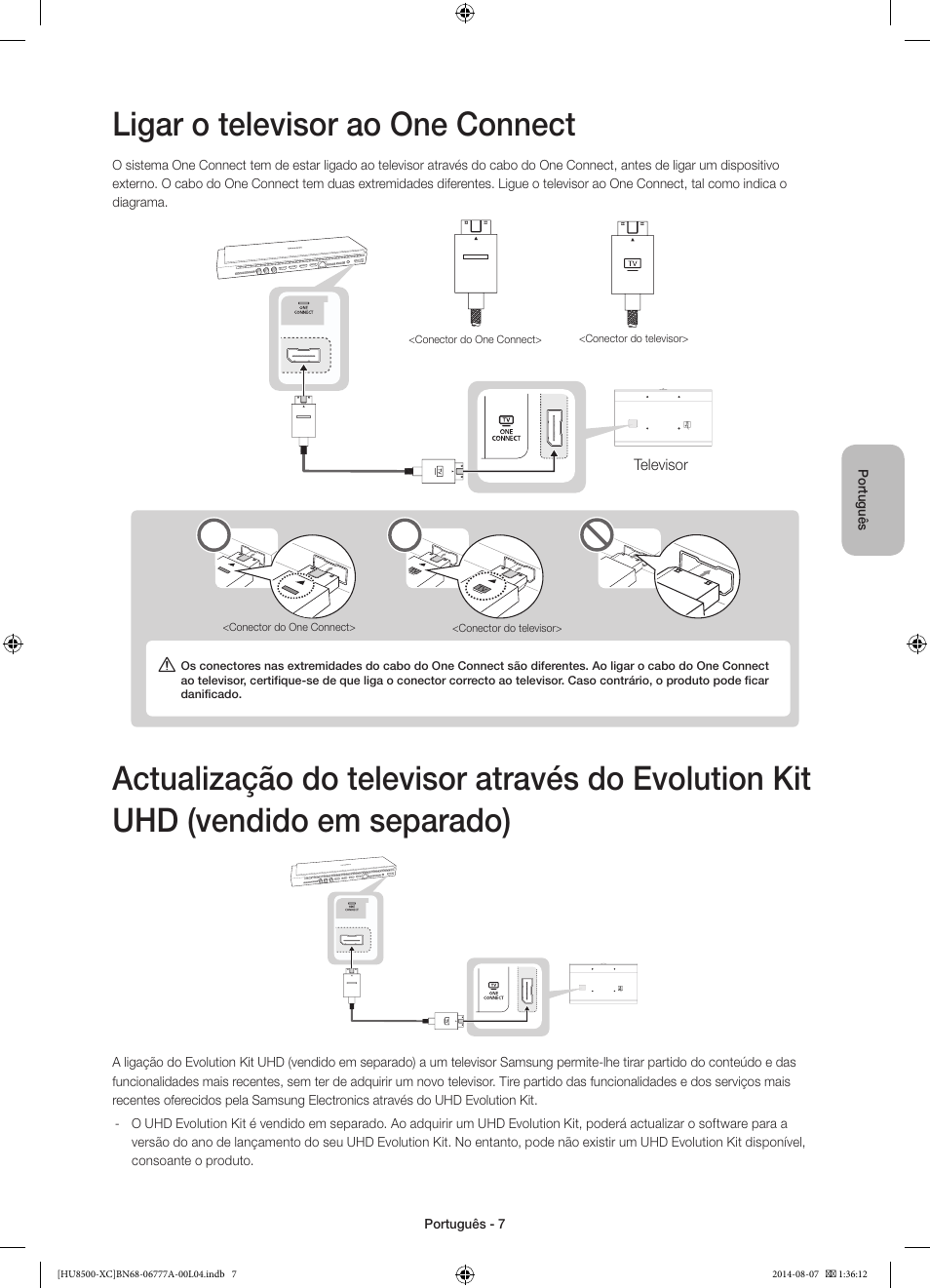 Ligar o televisor ao one connect | Samsung UE65HU8500L User Manual | Page 79 / 98