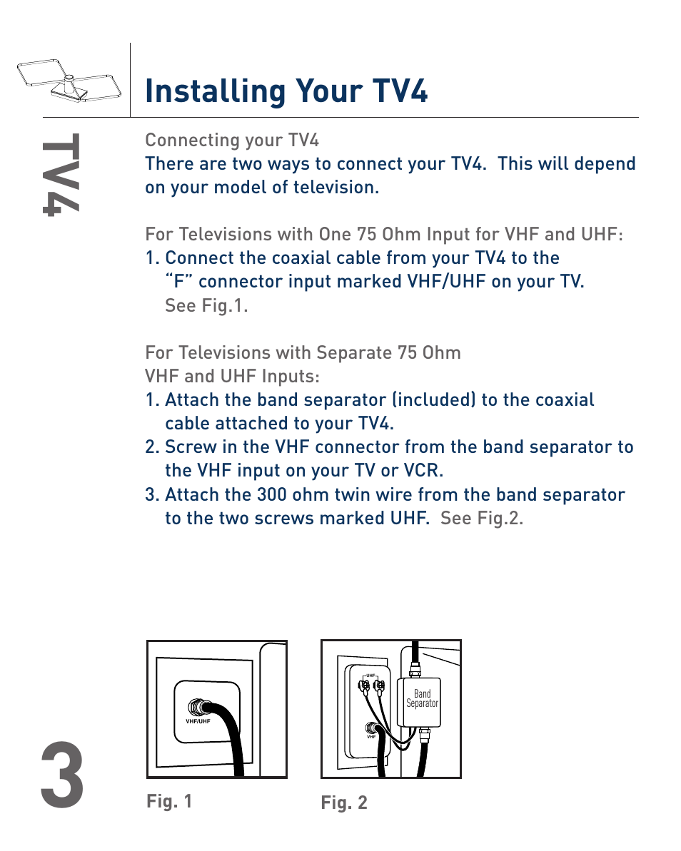 Installing your tv4 | Audiovox TV4 User Manual | Page 4 / 8