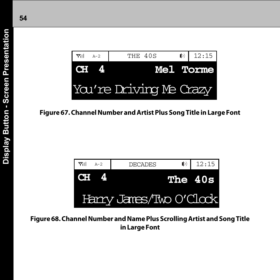 You’re driving me crazy, Harry james/two o’clock, Mel torme | Ch 4, Ch 4 the 40s | Audiovox Commander MT XMRVRFM002 User Manual | Page 54 / 64