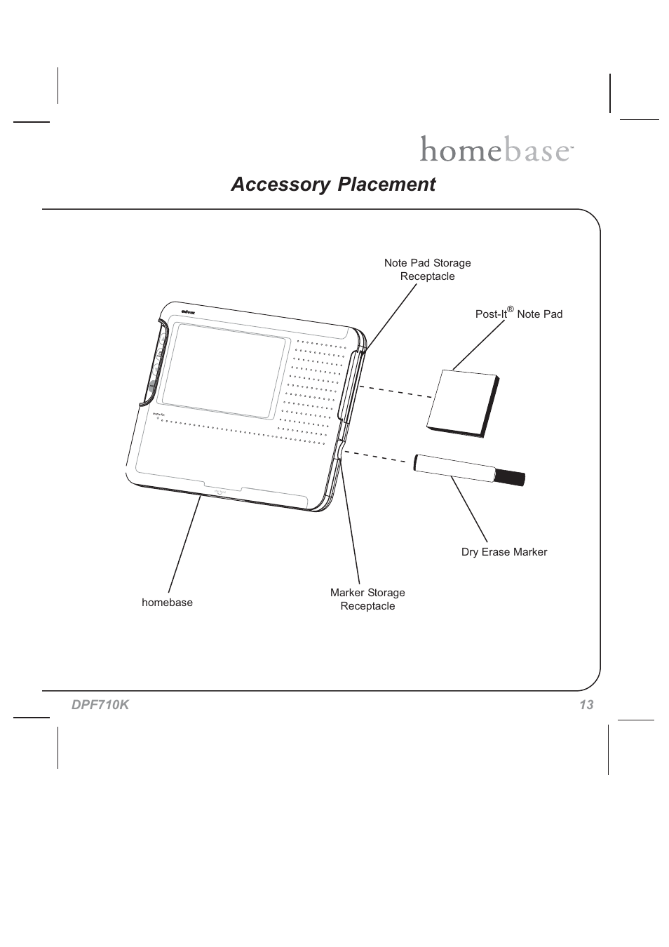 Accessory placement | Audiovox HOMEBASE DPF710K User Manual | Page 13 / 32