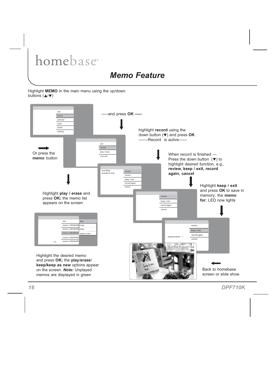 Audiovox HOMEBASE DPF710K User Manual | Page 16 / 32