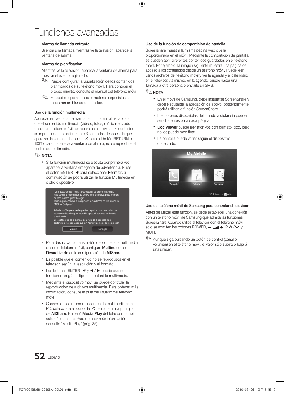 Funciones avanzadas | Samsung PS50C7000YW User Manual | Page 176 / 373
