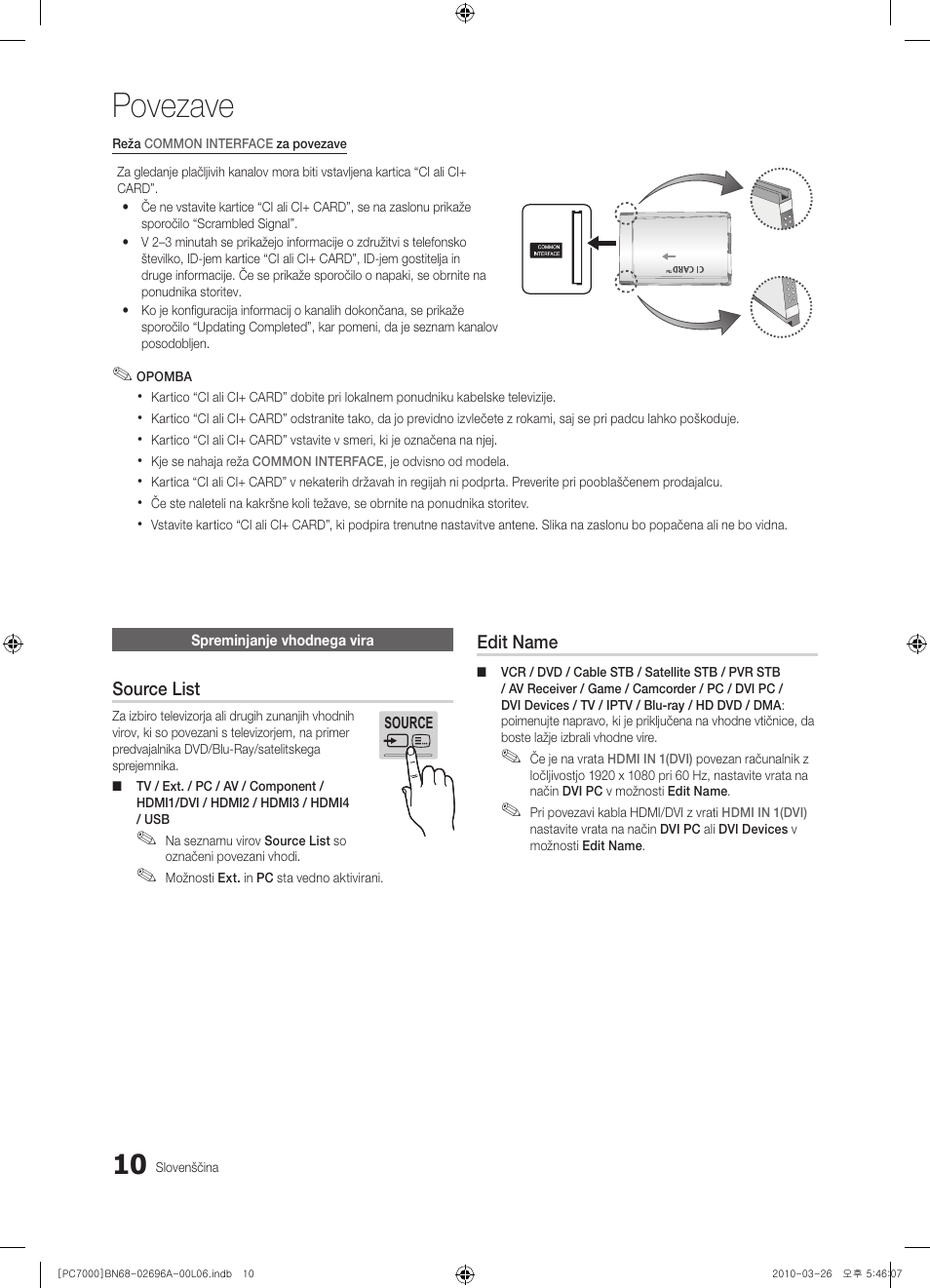 Povezave | Samsung PS50C7000YW User Manual | Page 258 / 373