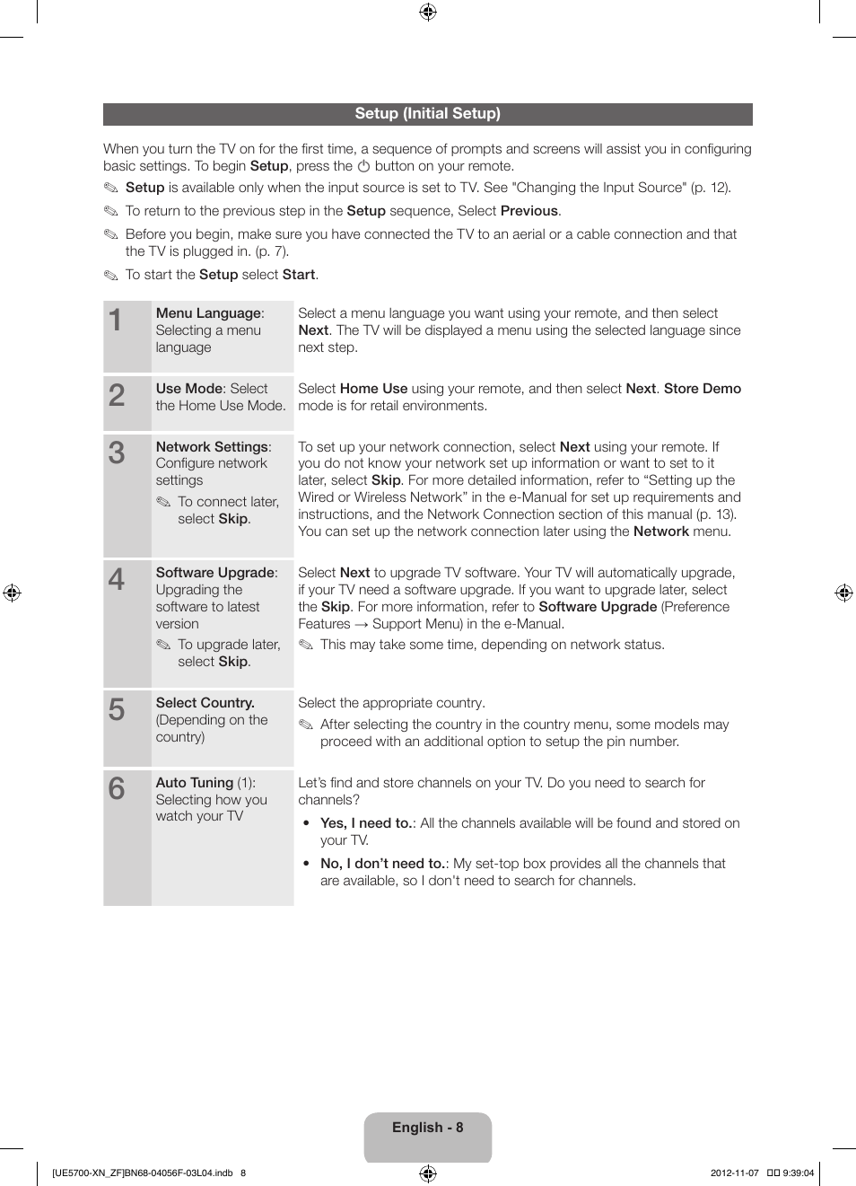 Samsung UE32ES5700S User Manual | Page 8 / 90