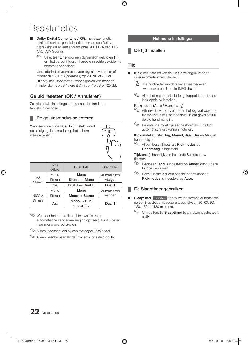 Basisfuncties | Samsung UE46C6820US User Manual | Page 208 / 249
