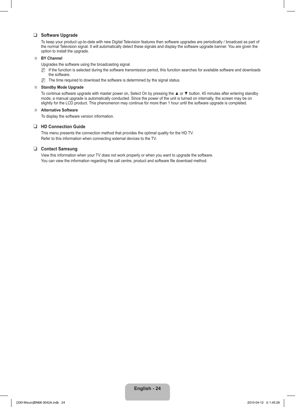 Samsung LE22C330F2W User Manual | Page 26 / 212