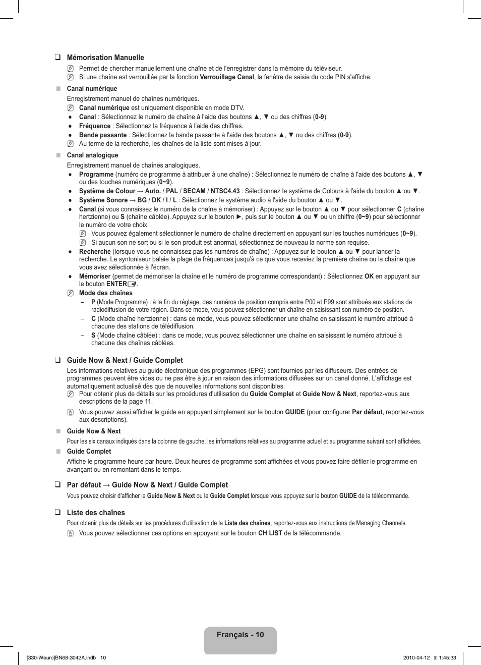 Samsung LE22C330F2W User Manual | Page 46 / 212