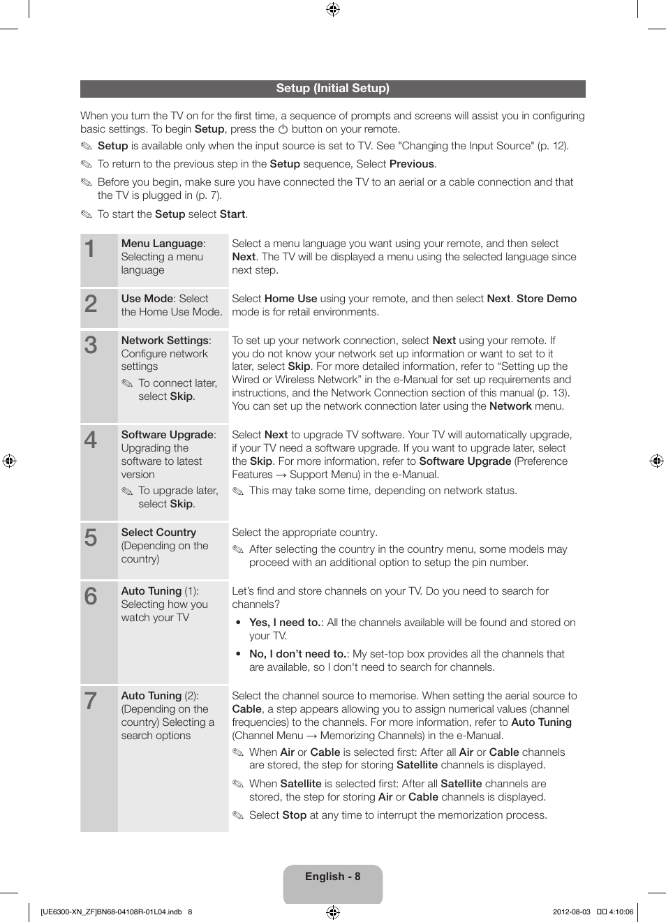 Samsung UE32ES6300S User Manual | Page 8 / 90