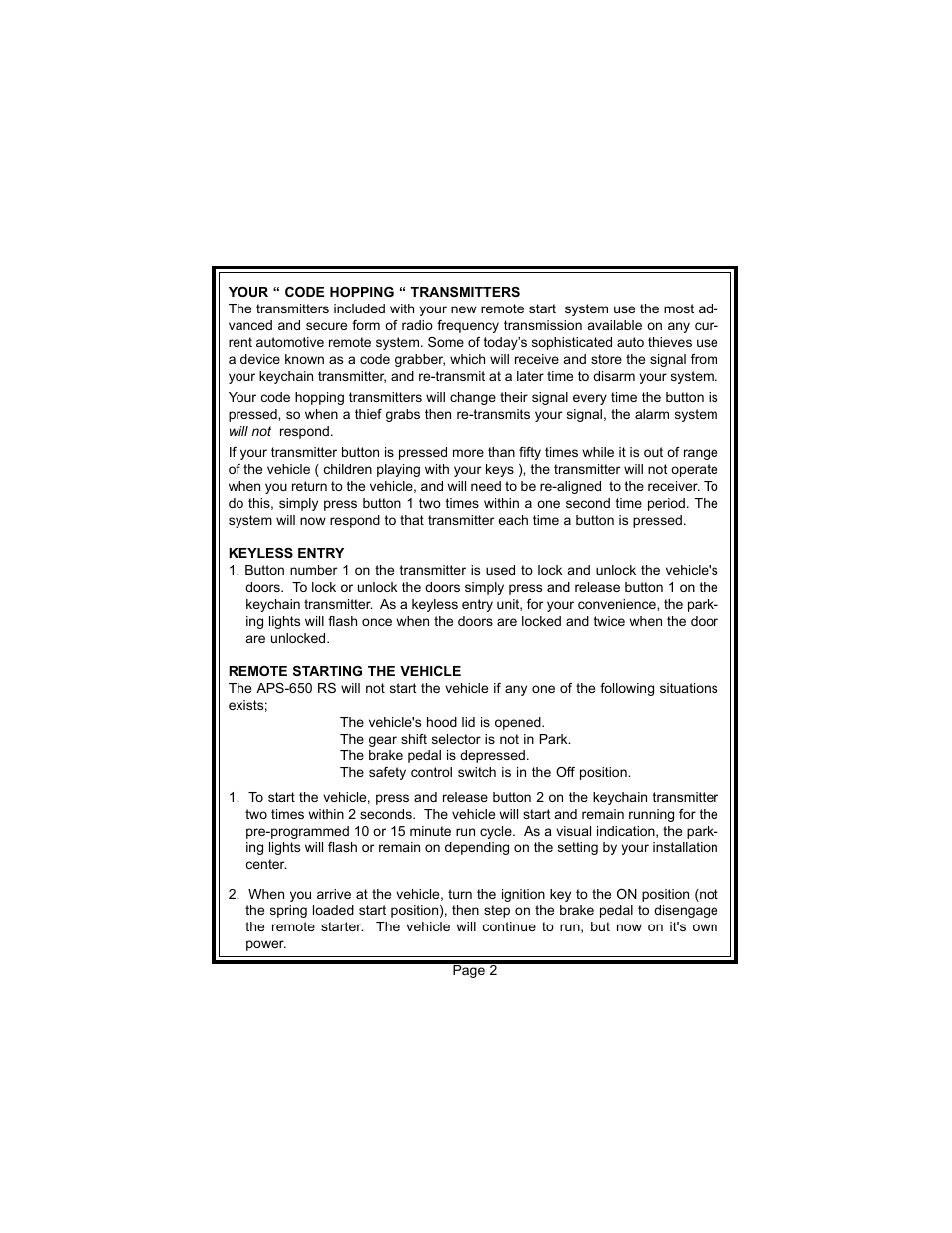 Audiovox APS 650RS User Manual | Page 2 / 12