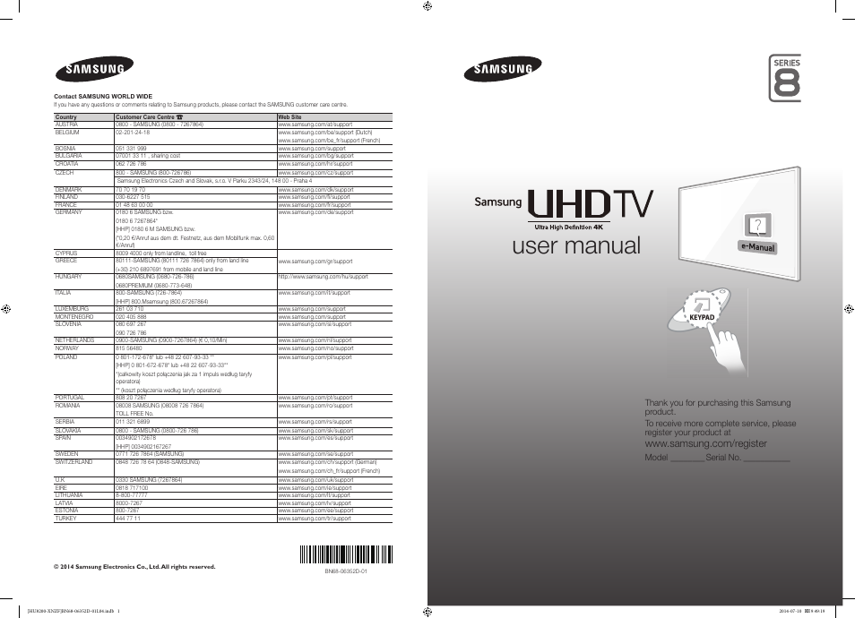 Samsung UE55HU8200L User Manual | 97 pages