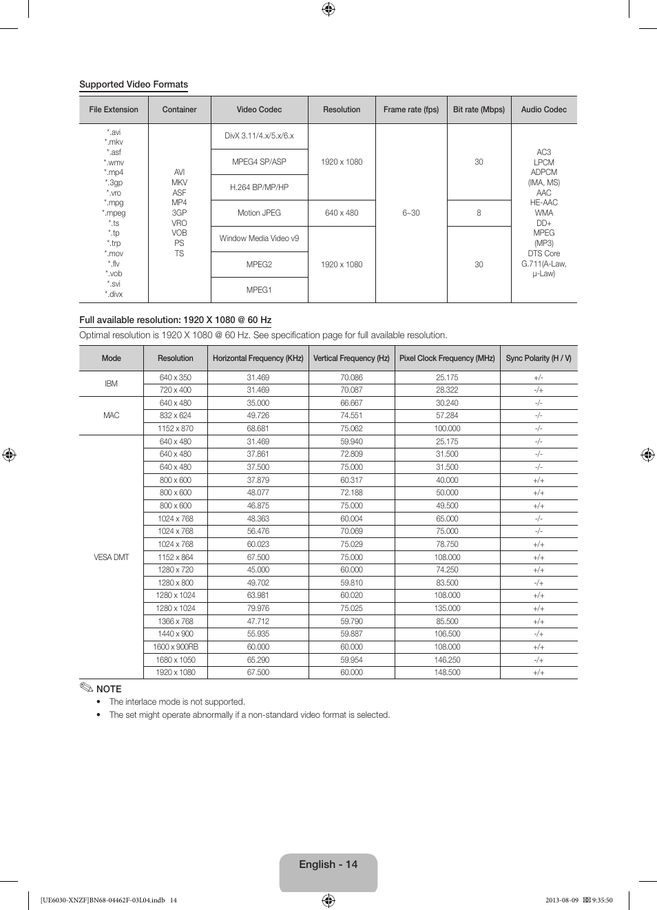 Samsung UE40EH6030W User Manual | Page 14 / 57