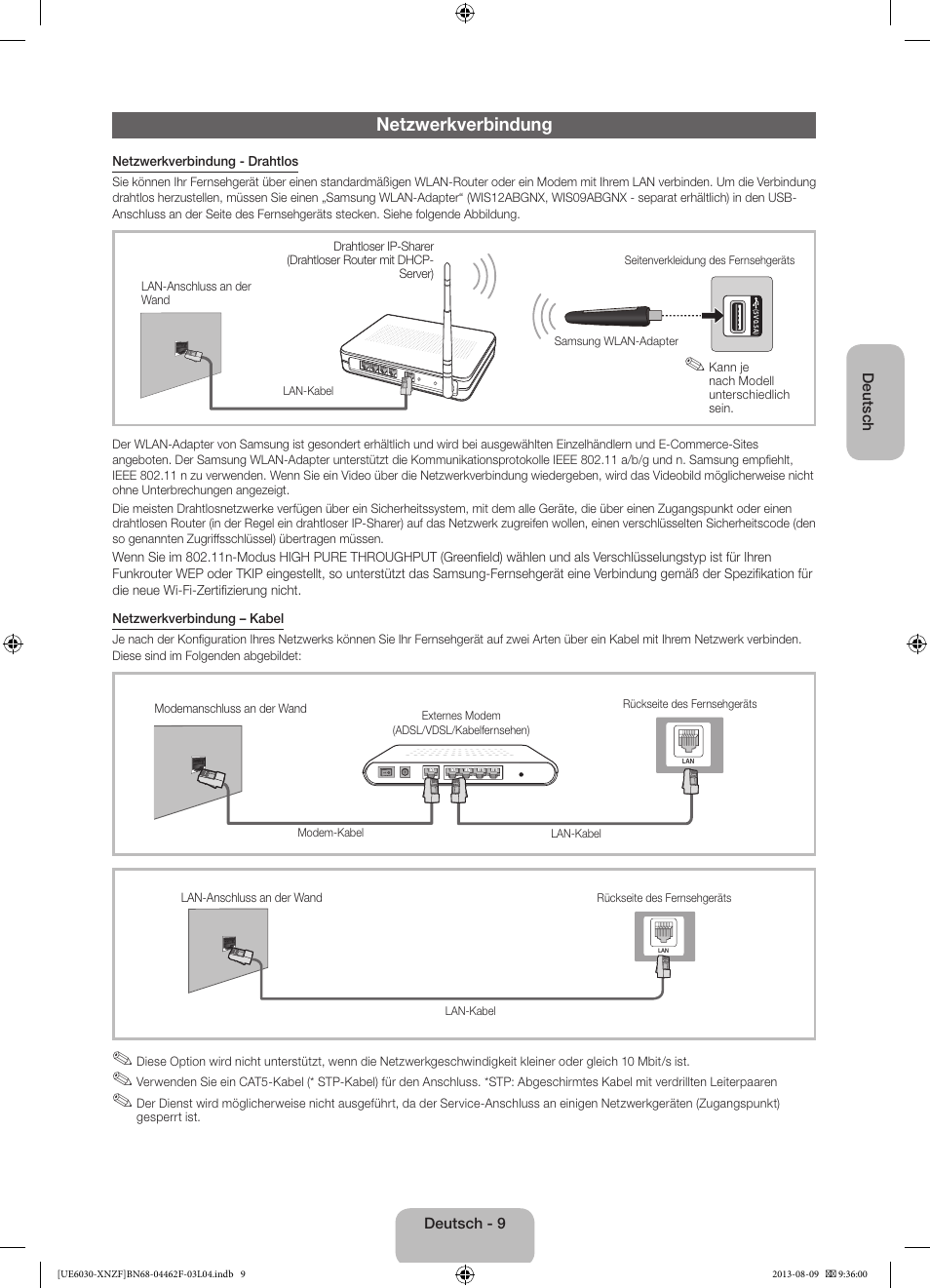 Netzwerkverbindung | Samsung UE40EH6030W User Manual | Page 37 / 57