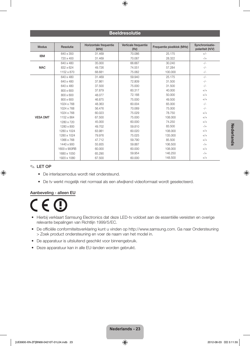 Beeldresolutie | Samsung UE40ES6900S User Manual | Page 90 / 91
