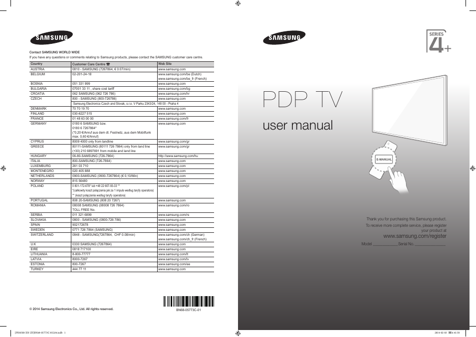 Samsung PE43H4500AW User Manual | 89 pages