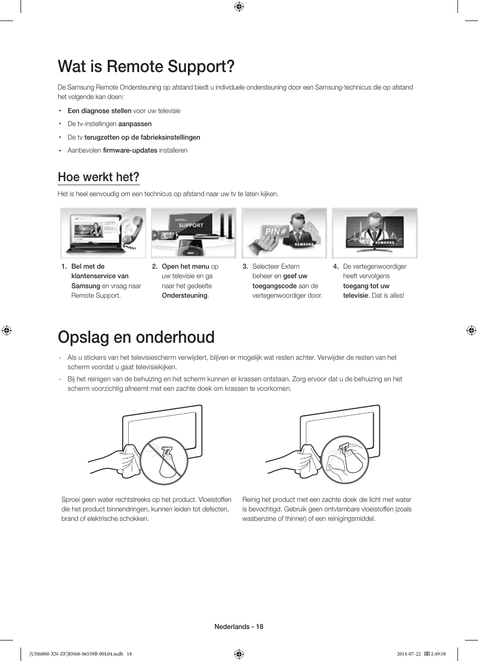 Wat is remote support, Opslag en onderhoud, Hoe werkt het | Samsung UE48H6800AW User Manual | Page 78 / 81