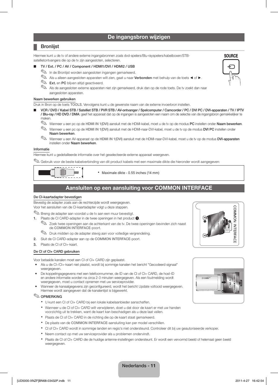 De ingangsbron wijzigen | Samsung UE27D5010NW User Manual | Page 59 / 65