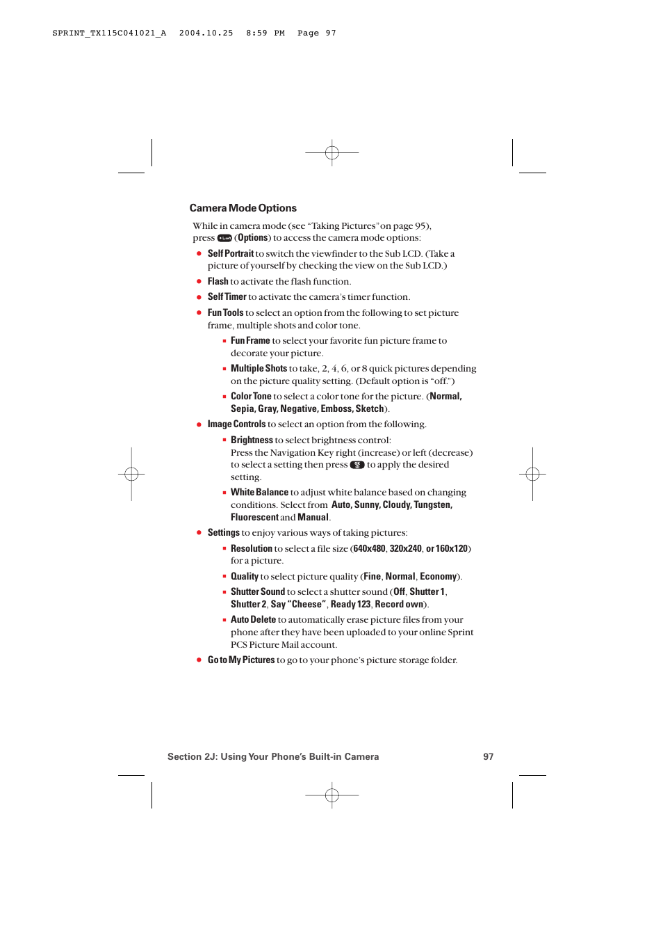 Camera mode options | Audiovox PM-8912 User Manual | Page 106 / 201
