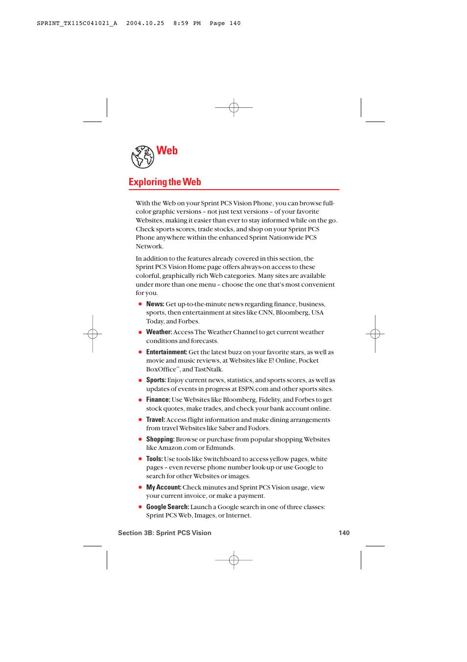 Exploring the web | Audiovox PM-8912 User Manual | Page 149 / 201