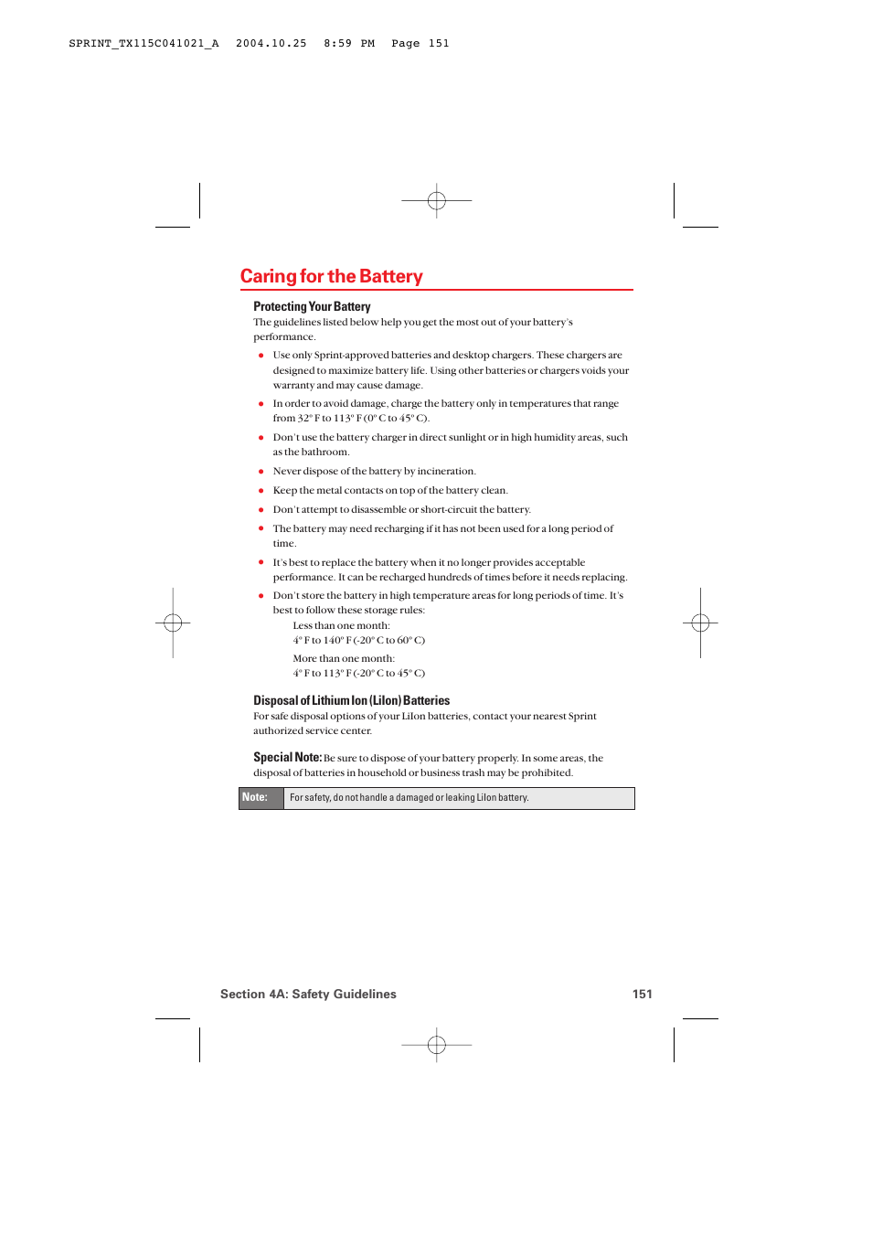 Caring for the battery | Audiovox PM-8912 User Manual | Page 160 / 201