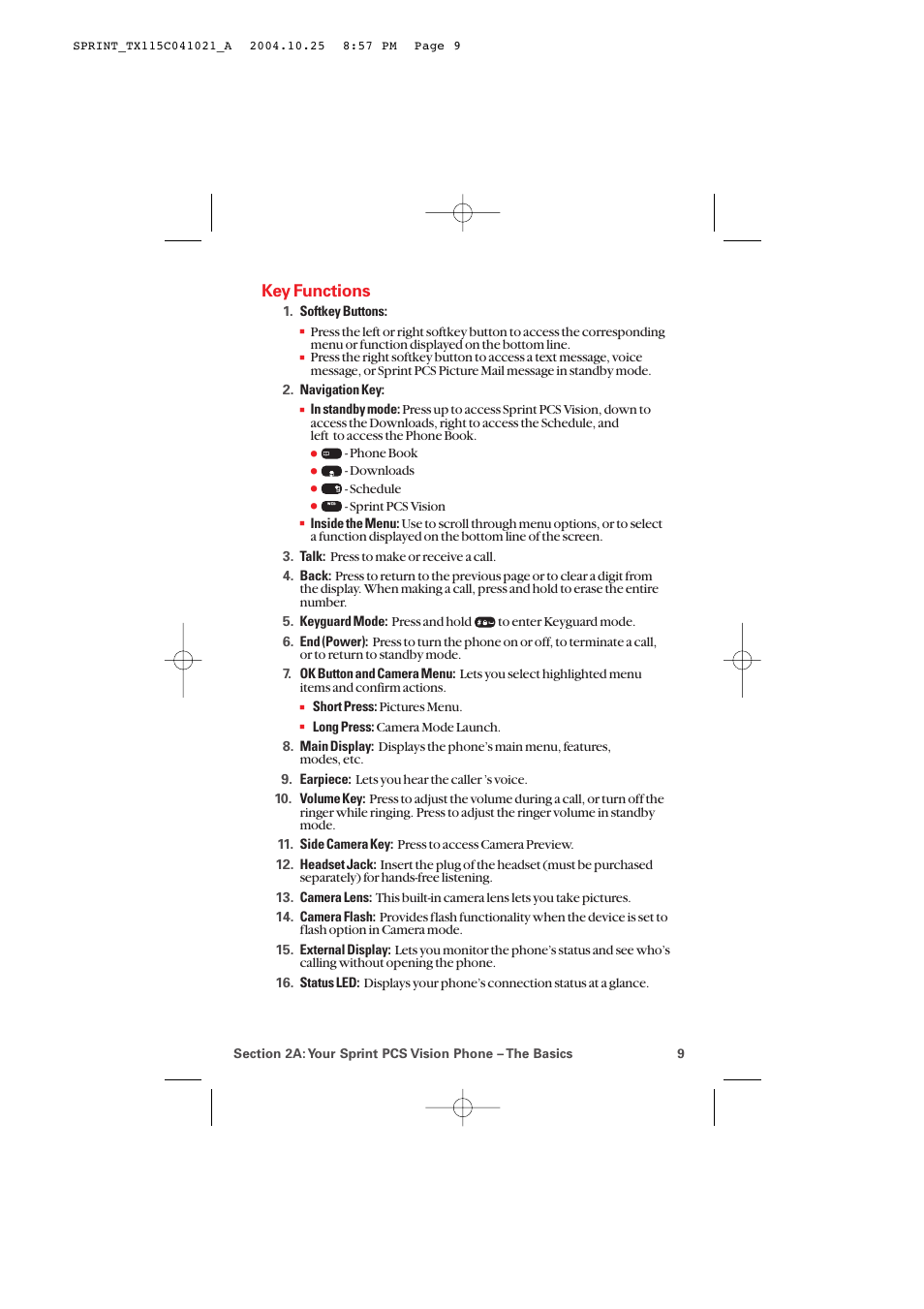 Key functions | Audiovox PM-8912 User Manual | Page 18 / 201