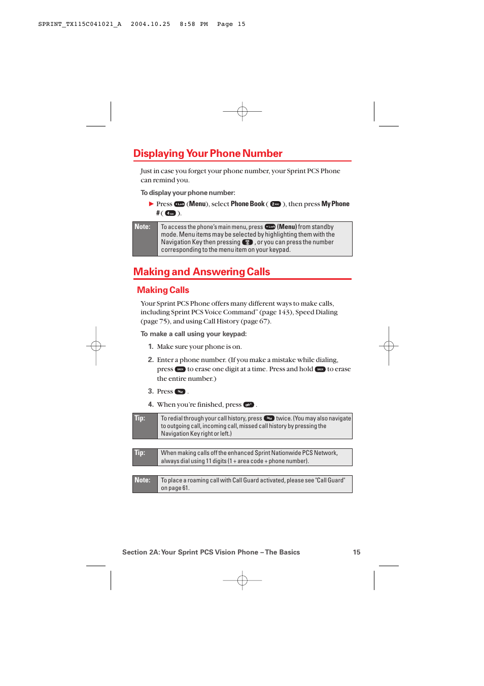 Displaying your phone number, Making and answering calls, Making calls | Audiovox PM-8912 User Manual | Page 24 / 201