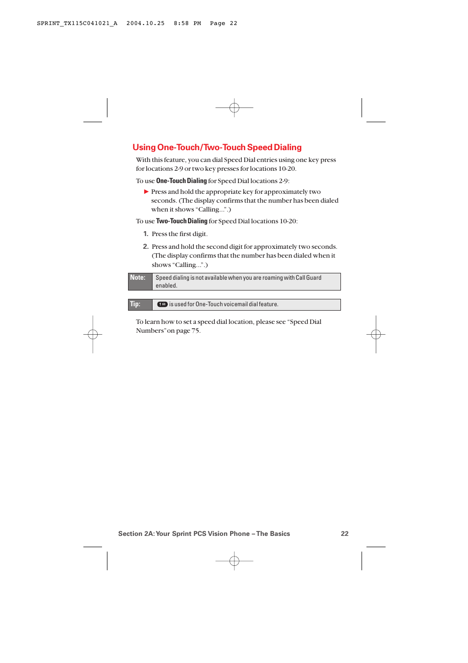 Using one-touch/two-touch speed dialing | Audiovox PM-8912 User Manual | Page 31 / 201