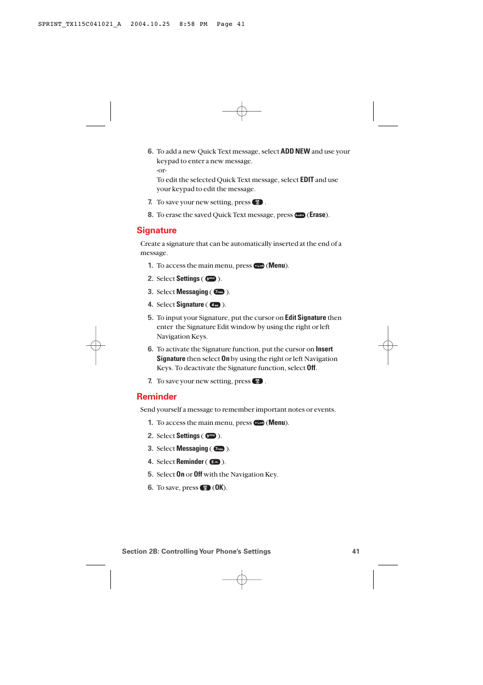 Signature, Reminder | Audiovox PM-8912 User Manual | Page 50 / 201