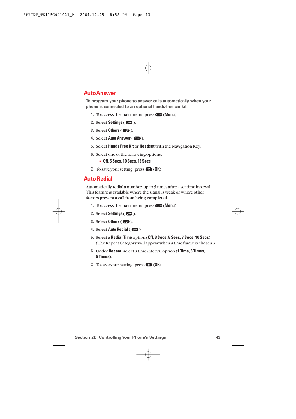 Auto answer, Auto redial | Audiovox PM-8912 User Manual | Page 52 / 201