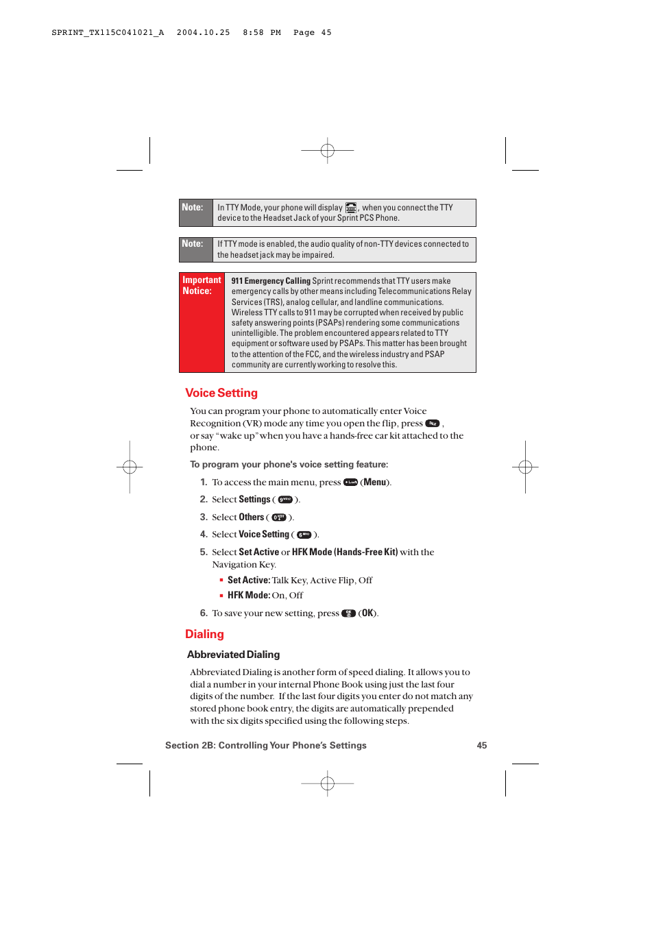 Voice setting, Dialing | Audiovox PM-8912 User Manual | Page 54 / 201