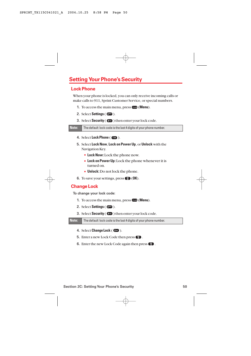 Setting your phone’s security, Lock phone, Change lock | Audiovox PM-8912 User Manual | Page 59 / 201