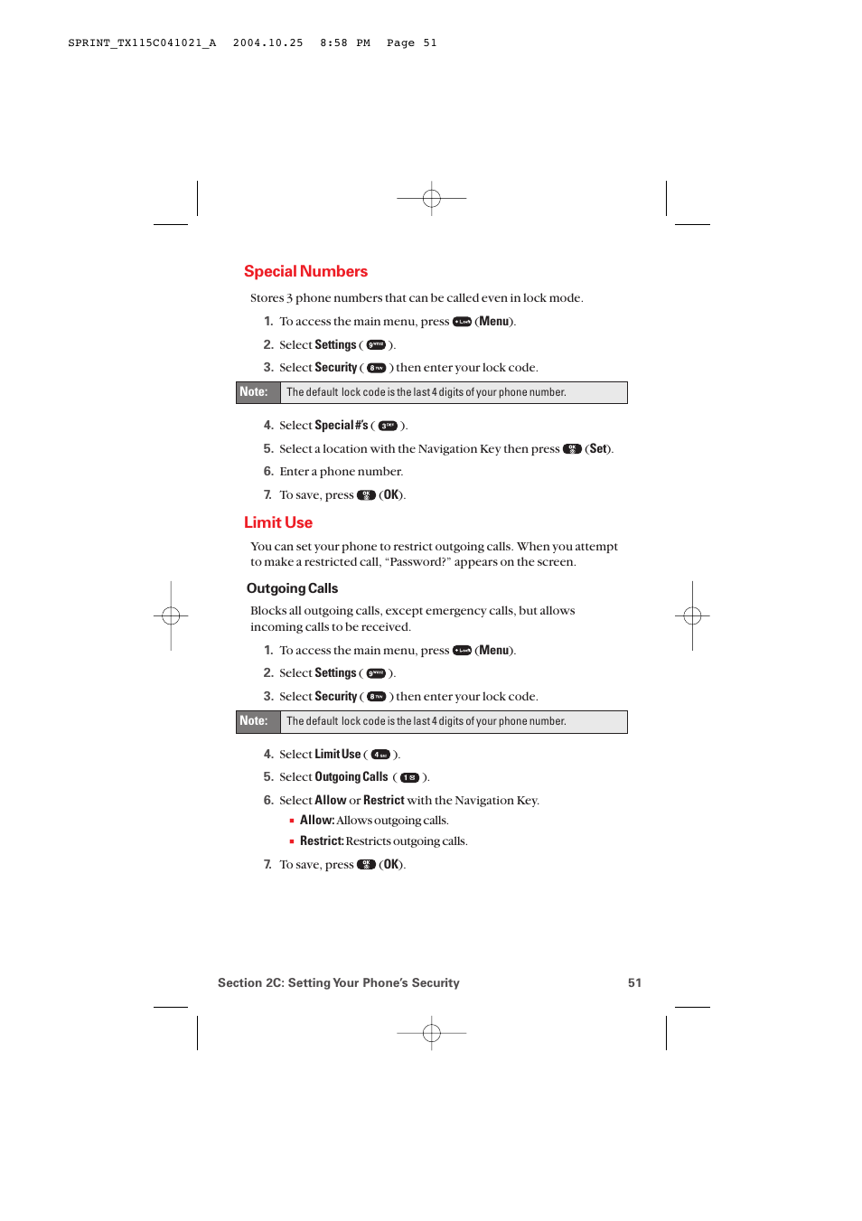 Special numbers, Limit use | Audiovox PM-8912 User Manual | Page 60 / 201