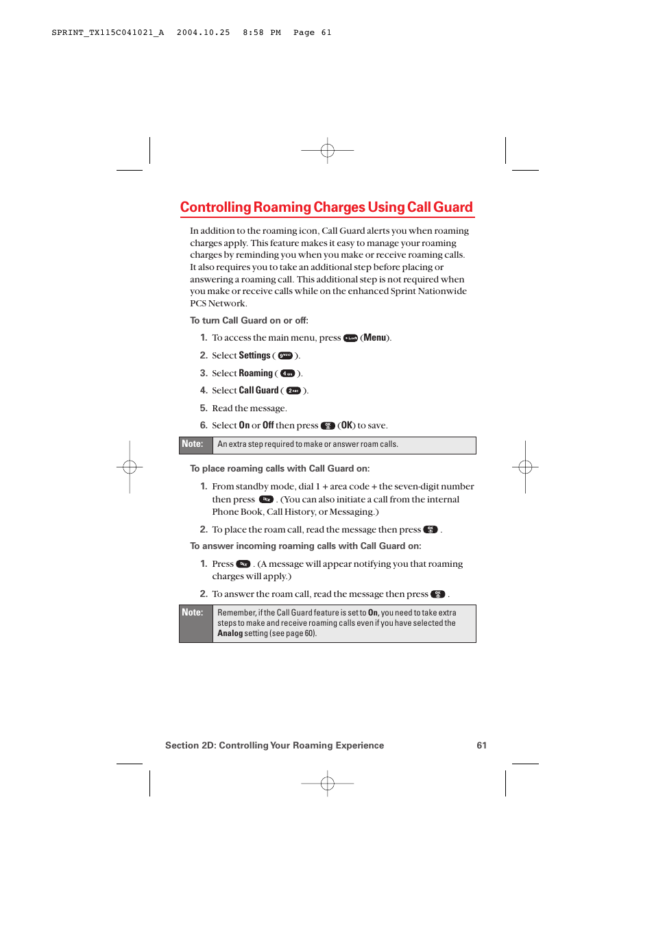 Controlling roaming charges using call guard | Audiovox PM-8912 User Manual | Page 70 / 201