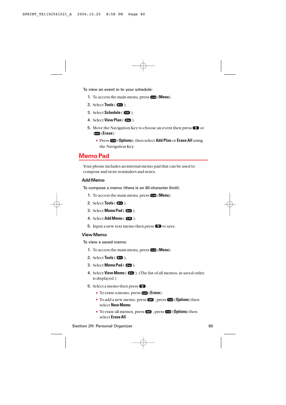 Memo pad | Audiovox PM-8912 User Manual | Page 89 / 201