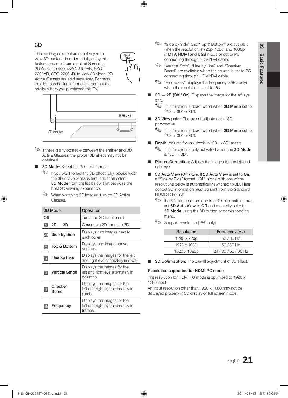 Samsung UE40S870XS User Manual | Page 21 / 258