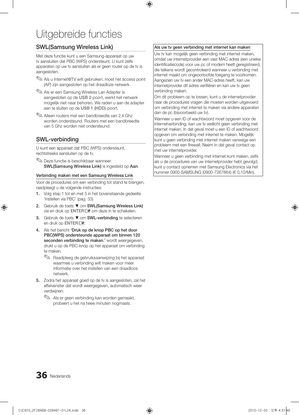 Uitgebreide functies | Samsung UE40S870XS User Manual | Page 228 / 258