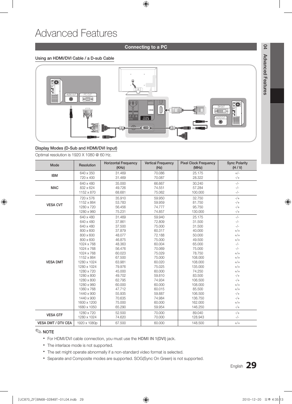 Advanced features | Samsung UE40S870XS User Manual | Page 29 / 258