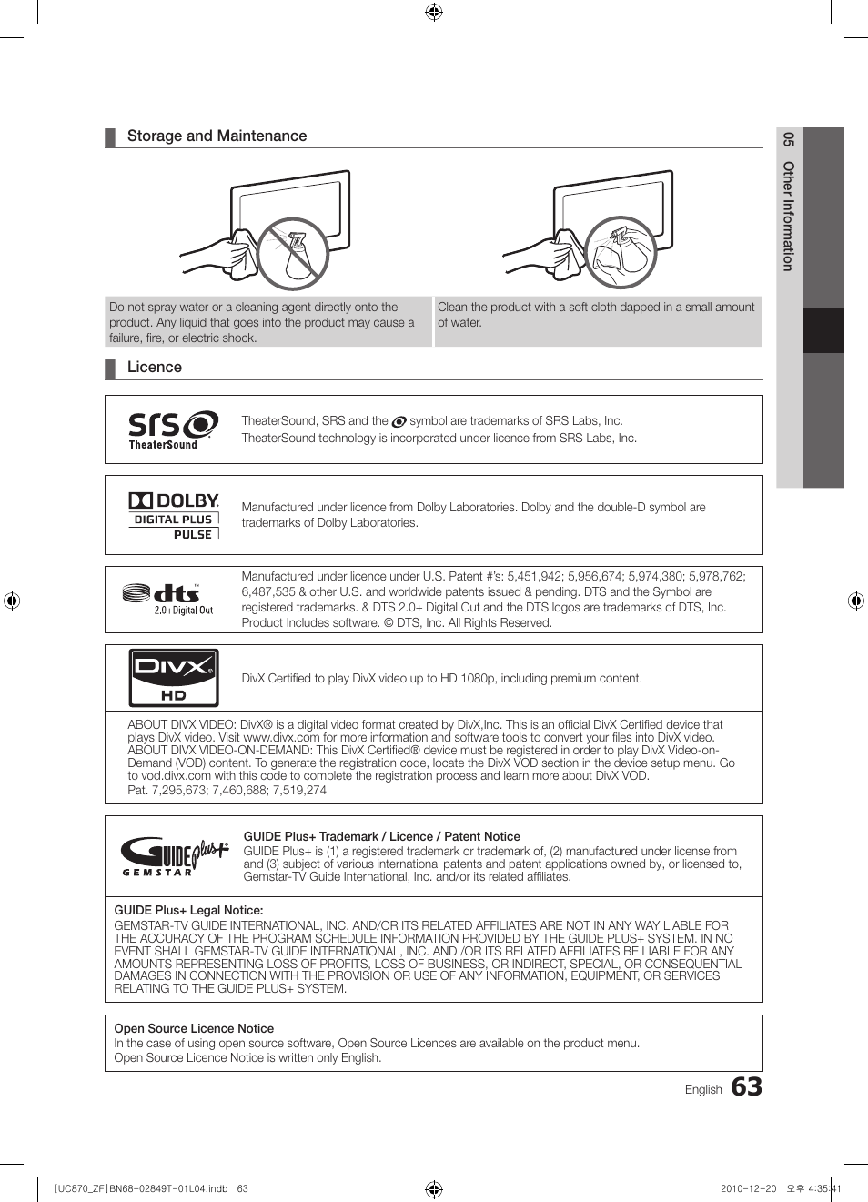 Samsung UE40S870XS User Manual | Page 63 / 258