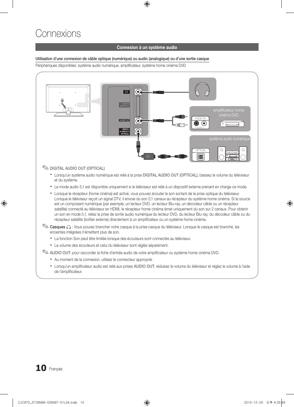 Connexions | Samsung UE40S870XS User Manual | Page 74 / 258