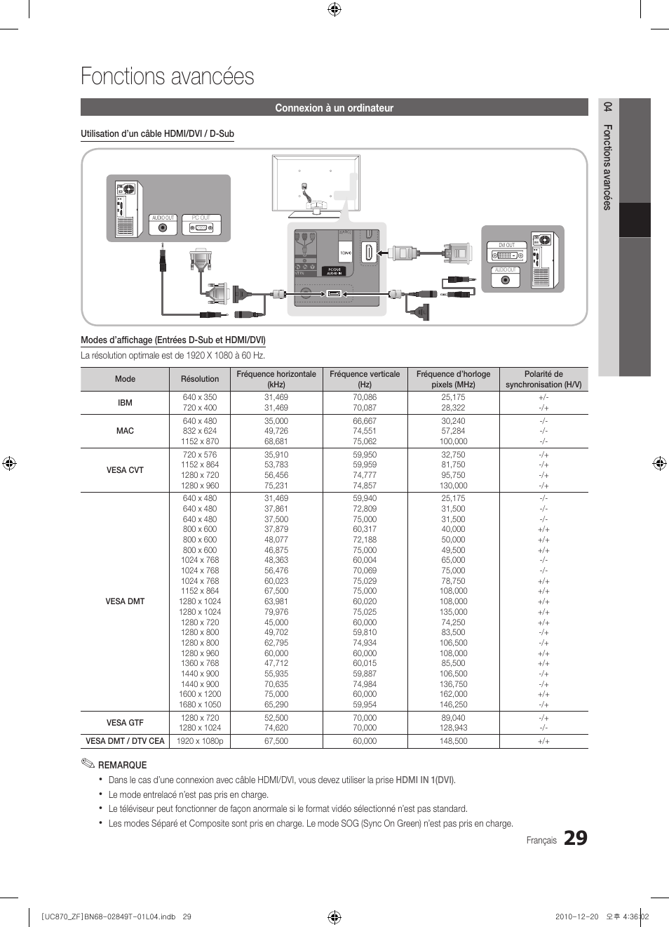 Fonctions avancées | Samsung UE40S870XS User Manual | Page 93 / 258