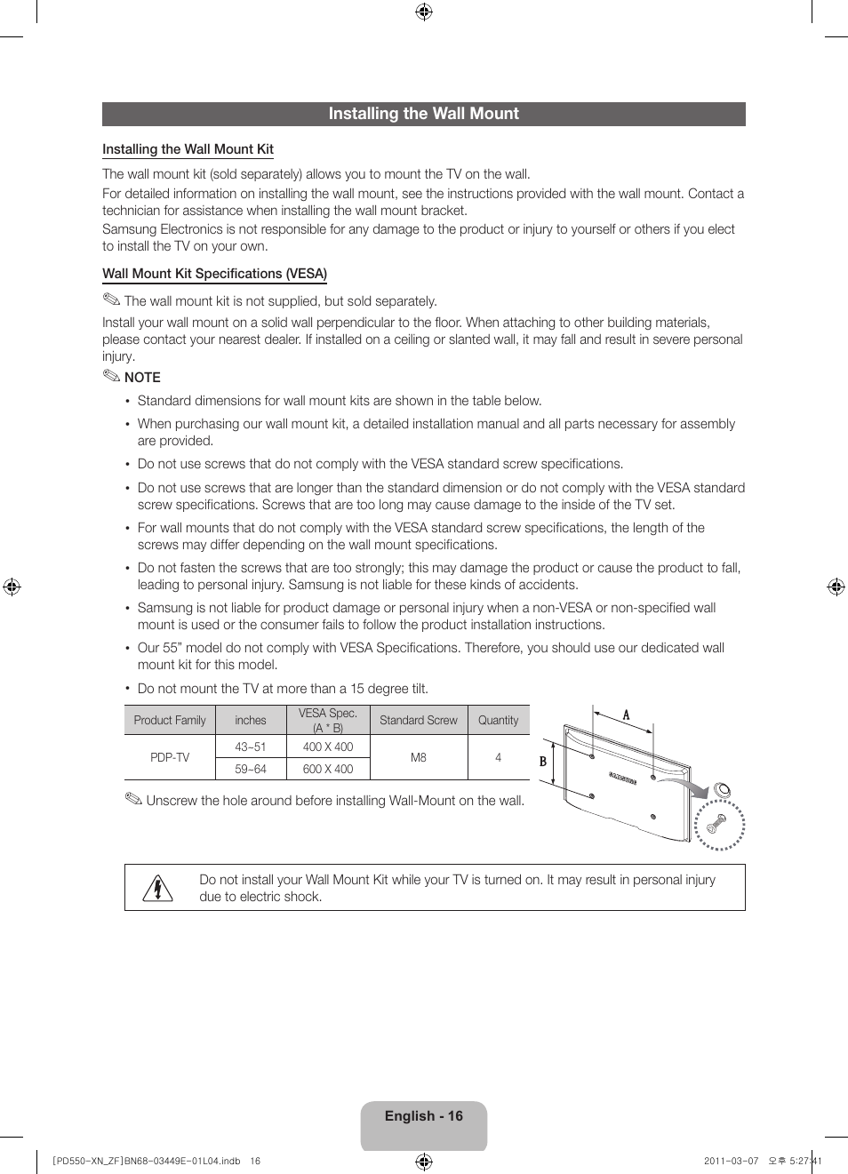 Samsung PS51D550C1W User Manual | Page 16 / 78