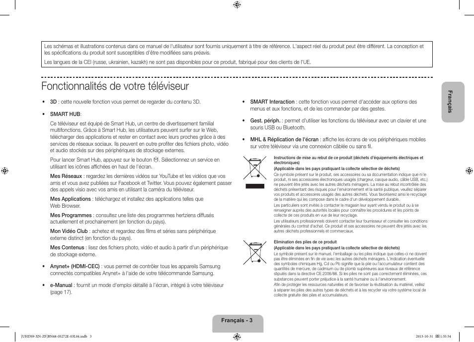 Fonctionnalités de votre téléviseur | Samsung UE85S9SL User Manual | Page 27 / 97
