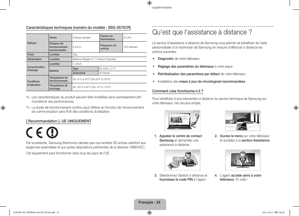 Qu'est que l'assistance à distance | Samsung UE85S9SL User Manual | Page 46 / 97