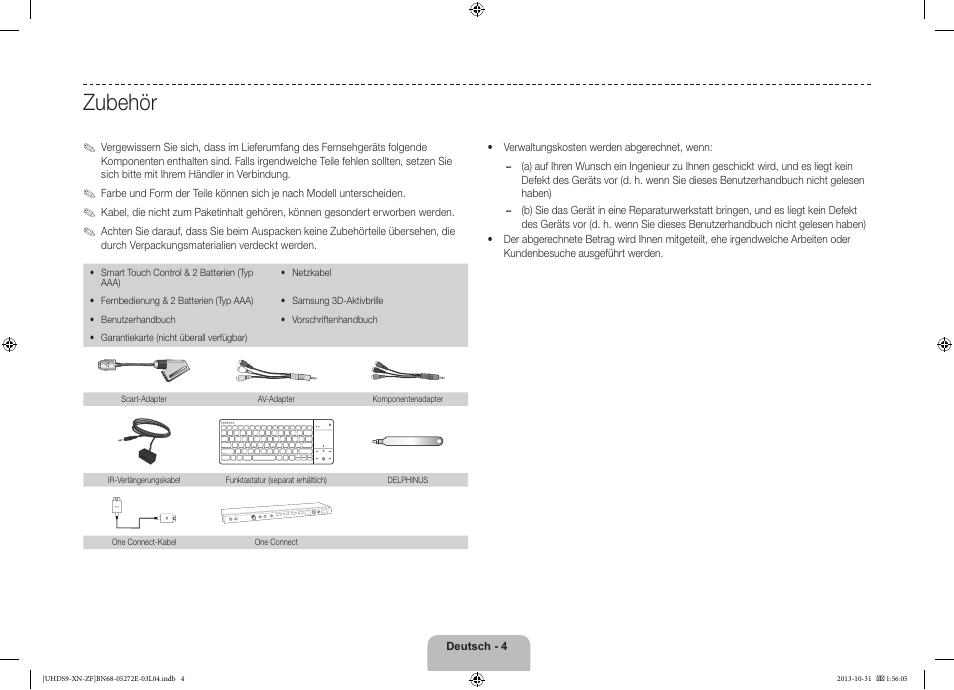Zubehör | Samsung UE85S9SL User Manual | Page 52 / 97