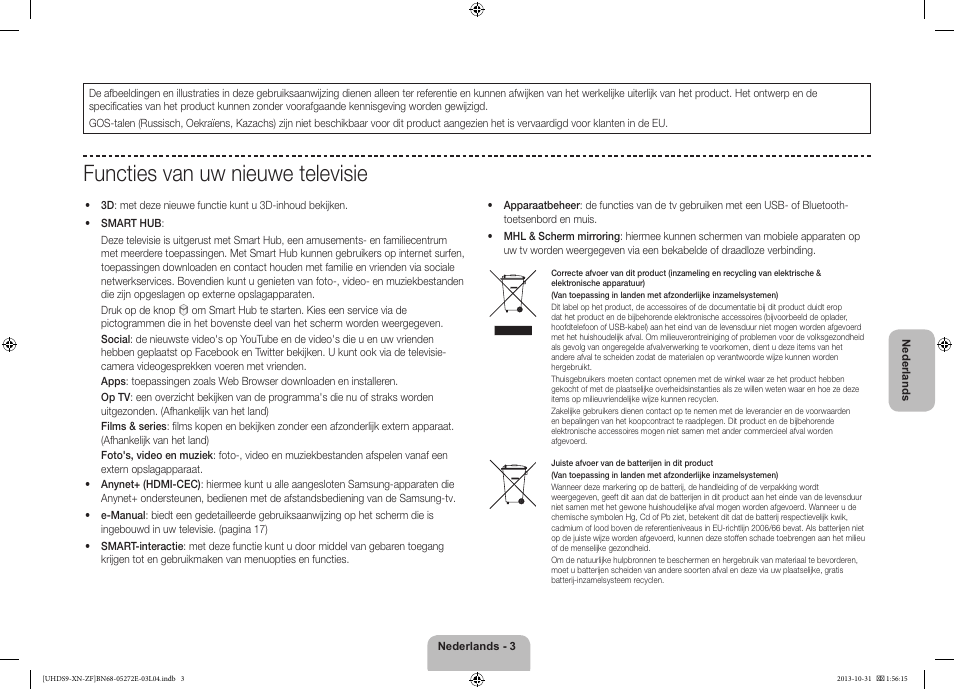 Functies van uw nieuwe televisie | Samsung UE85S9SL User Manual | Page 75 / 97