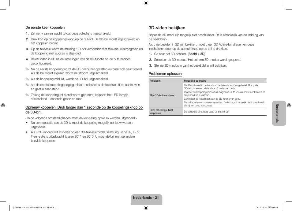 3d-video bekijken | Samsung UE85S9SL User Manual | Page 93 / 97